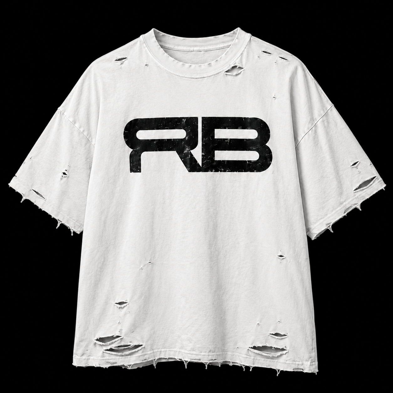 DISTRESSED RB WHITE TEE